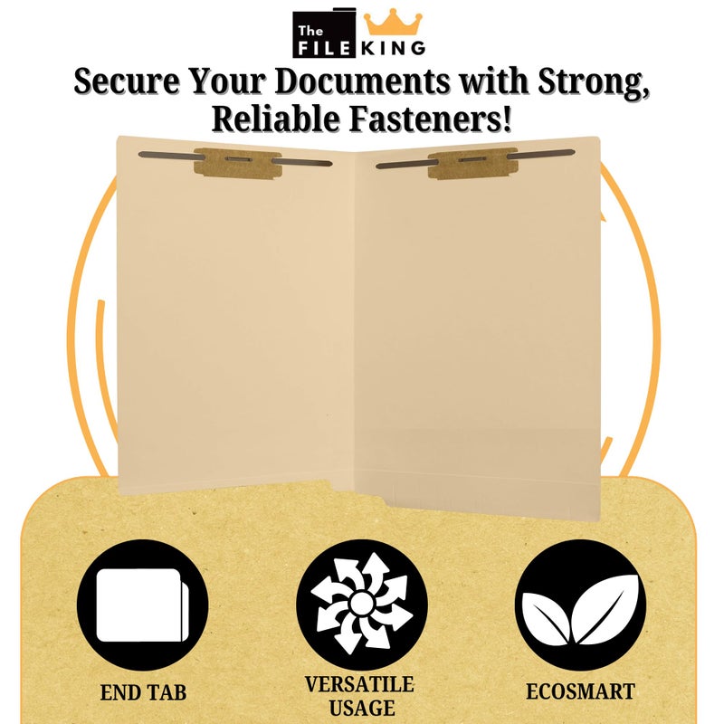 The File King Full Side Tab Manila File Folder with Two Fasteners - Letter Size | Box of 50 | Space for Jacket Labeling | 11-Pt Fiber | Organize Papers for Shelf Filing | USA Made - Image 3